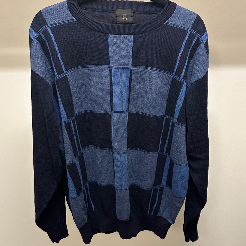Men's Blue Plaid Sweater